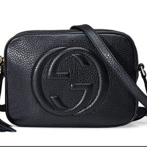 Gucci Soho Black Pebbled Leather Crossbody. Box, dust bag, ribbons included.